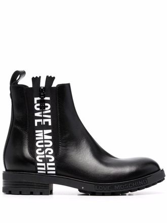 Love Moschino Chelsea laarzen met logoband - Zwart