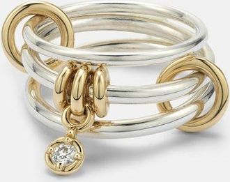 Spinelli Kilcollin Anello Piera in argento sterling 925 e oro 18kt con diamante