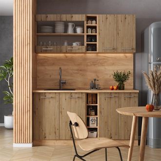 Vicco Cocina Vers&aacute;til R-line, Roble Artesanal/roble Dorado, 160 Cm, Et Antracita