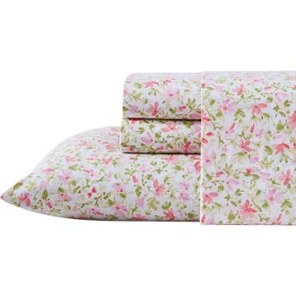Laura Ashley Norella Cotton Comforter Set in Pink/Green at Nordstrom Rack, Size Twin X-Long