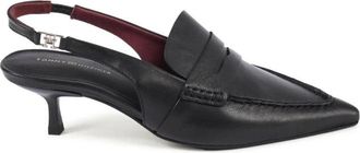 Tommy Hilfiger Schoenen, Dames, Zwart, 39 EU, Leer, Zwarte Leren Kitten Heels