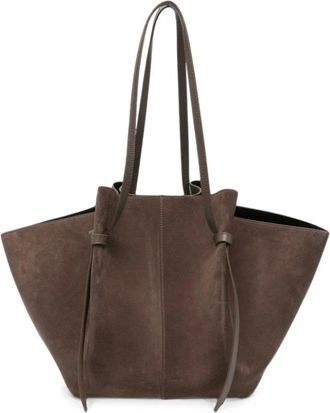 Yuzefi Tassen, Dames, Bruin, ONE Size, Su&egrave;de, Open-Top Tote
