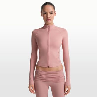 Nike Womens SKIMS Matte Mock-Neck Full-Zip Jacket in Pink | ZUZUP8315W-HIM