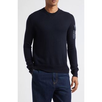 Moncler Wool Crewneck Sweater in Obsidian Blue at Nordstrom, Size Xxx-Large