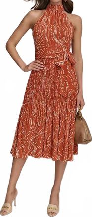 DKNY Halter Chiffon A-Line Dress In Rusty