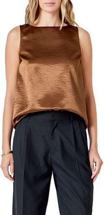 endless rose Satin Velvet Sleeveless Top in Chocolate at Nordstrom, Size X-Small