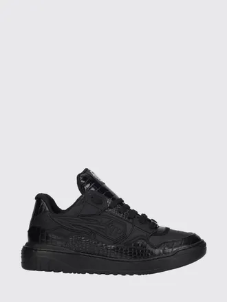 Philipp Plein Moonwalker Sneakers in Crocodile Print Leather