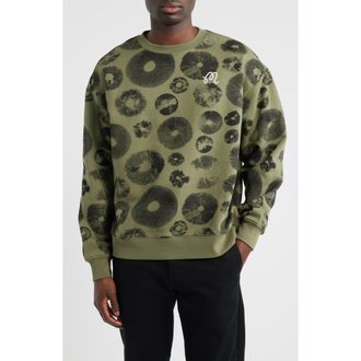 Malbon Golf Range Foraging Print Sweatshirt in Olivine at Nordstrom, Size Xx-Large