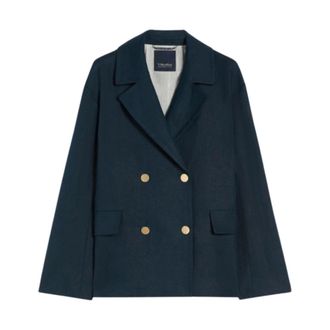Max Mara Jassen, Dames, Blauw, M, Dubbele-breasted Blazer