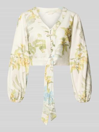 Guess Cropped Bluse aus Leinen-Viskose-Mix Modell SHIRLEY in Lind, Gr&ouml;&szlig;e XL