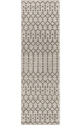Jonathan Y Designs Ourika Moroccan Geometric Textured Weave Indoor/Outdoor Area Rug in Light Gray/black at Nordstrom, Size 5Ft 0In X 5Ft 0In