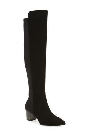 Stuart Weitzman Ryland Tall Leather Boot in Black/Black at Nordstrom Rack, Size 10.5