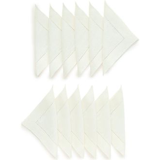 Solino Home Linen Cocktail Napkins Set of 12, 6 x 6 - Classic Hemstitch in Ivory at Nordstrom