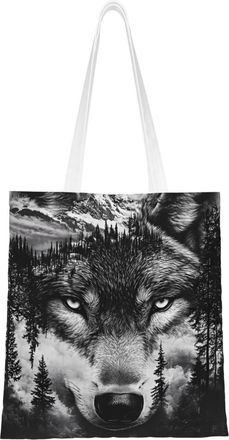 Generic Christmas Tote Bag (Wolf) Reusable Canvas Bag For Trick Or Treating, Grocery Shopping And More