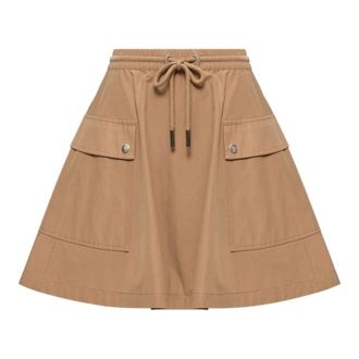 Moncler Katoenmix A-lijn Minirok - Dames - Rokken - Beige - Maat: S Katoen