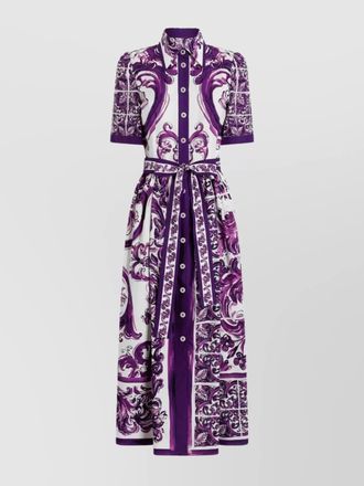 Dolce & Gabbana cotton printed short-sleeve shirt midi dress