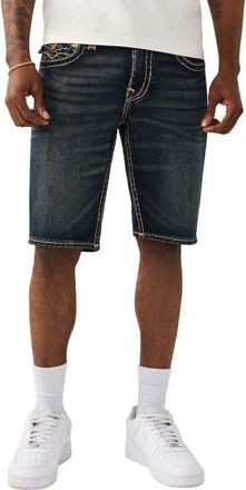 True Religion Ricky Straight Leg Denim Shorts in Decadense Dark Wash at Nordstrom, Size 30