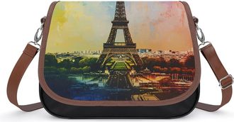 Generic Eiffel Tower Painting Womens Crossbody Bag Fashion Shoulder Handbags Message Tote Bag with Adjustable Strap