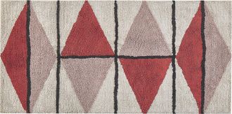 Beliani Alfombra De Algod&oacute;n Multicolor 80 X 150 Cm Pelo Corto Patr&oacute;n Geom&eacute;trico Retro Purnia