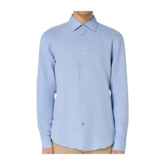 HUGO BOSS Katoen Linnen Mix Stijlvol Overhemd - Heren - Zakelijke Overhemden - Blauw - 4XL - Katoen - Overhemden