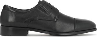 Kazar Zwarte leren heren halfhoge schoenen derby met neuskap - Heren - Nette schoenen - Zwart - 45 EU - Leer - Schoenen
