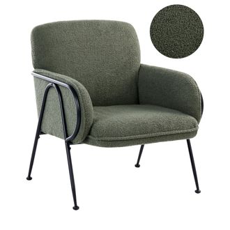 Beliani Sill&oacute;n Tapizado En Boucl&eacute; Estructura De Metal Estilo Moderno De Mediados De Siglo Verde Trysnes