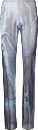 Jean Paul Gaultier Sheer Printed Broeken - Dames - Slim Fit Broeken - Blauw - L - Broeken
