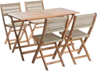 Beliani Conjunto plegable de madera beige 4 personas