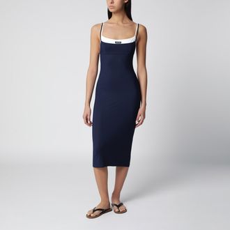 Miu Miu Abito midi aderente in jersey stretch blu