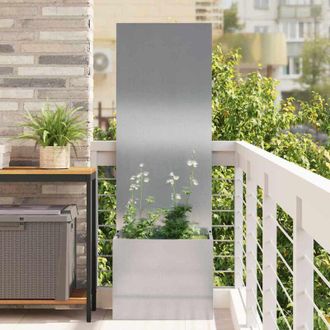 vidaXL Macetero De Jard&iacute;n Con Panel Decorativo Plata 50 X 140 Cm Vidaxl