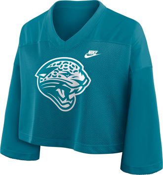 Nike Jacksonville Jaguars Rewind Fashion Nike Womens Dri-FIT NFL Cropped Jersey in Green | 03O345WQ9N-7ZM