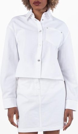 Versace Boxy Cropped Denim Shirt, Brand Size 44 ( US Size 8 )