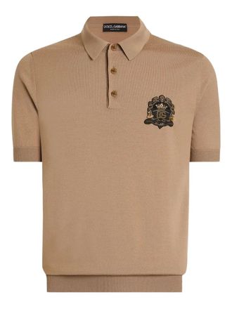 Dolce & Gabbana appliqu&eacute; short-sleeve polo shirt - Neutrals