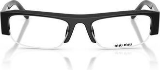 Miu Miu 54mm Rectangular Sunglasses in Black /Clear Blue Light at Nordstrom