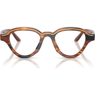 Emporio Armani 47mm Irregular Optical Glasses in Shiny Striped Dark Brown at Nordstrom