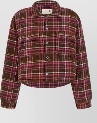 R13 cropped padded checked overshirt