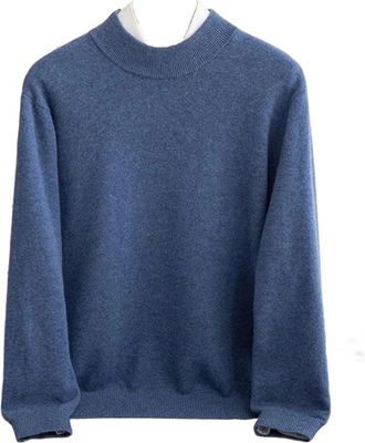 Generic Mens Wool Pullover Half-High Collar Sweater Winter Warm Solid Knit Sweater Business Casual Jumper