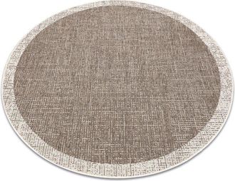 RugsX Rugsx - carpet sizal floorlux 20401 Frame circle taupe / champagne beige round 120 cm