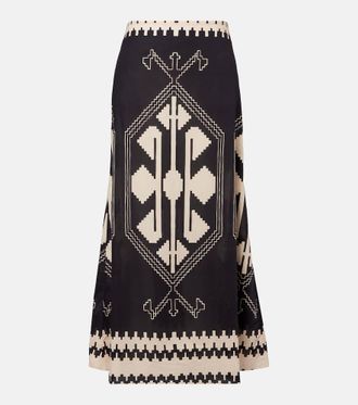 Johanna Ortiz Printed cotton poplin maxi skirt