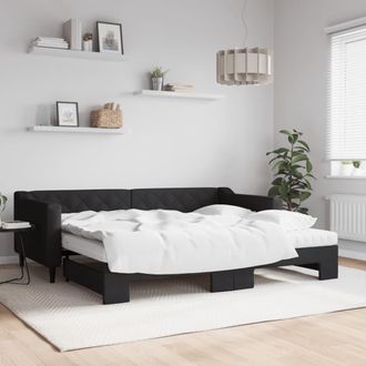 vidaXL Vidaxl - Sof&aacute; Cama Nido Con Colch&oacute;n Tela Negro 90x200 Cm