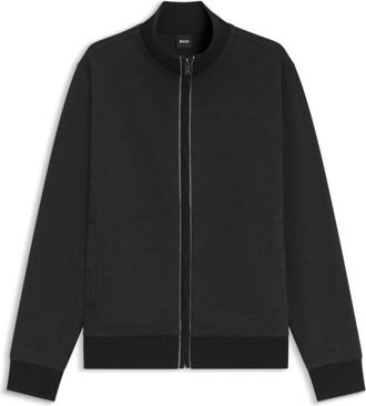 BOSS Cotton sweatshirt with zipper neck