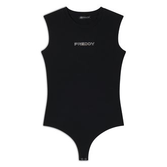 Freddy Body senza maniche in jersey stretch con logo strass