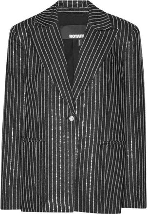 Rotate Zwarte Paillet Twill Blazer - Dames - Blazers - Zwart - XS - Katoen - Jassen