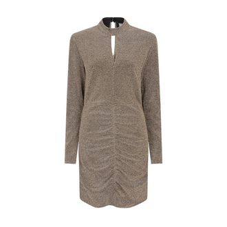 Dante6 Lurex Cocktail Mini Jurk Aisela - Dames - Jurken - Geel - Maat: XL