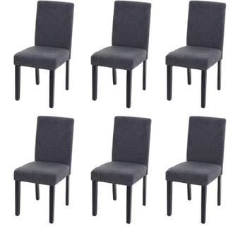 Hhg non utilizzato] Set 6x sedie Littau tessuto soggiorno cucina sala da pranzo 43x56x90cm antracite piedi scuri