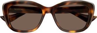 Valentino Butterfly Zonnebril - Dames - Accessoires - Bruin - Maat: 56 MM Nylon