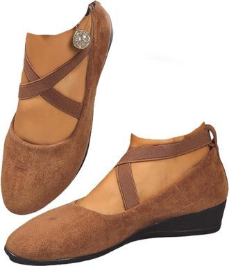 Generic Womens Trainers Slip in Women Sneakers Slip-Ins Womens Ballet Flats & Pumps Comfy Elastic Crisscross Strap Wedge Slip-On Shoes Womens Ballerina Ankle 