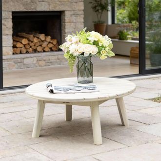 Direct Wicker Acacia Wood Coffee Table - Naturally Sanded Solid Wood in Cream | Size: 1 Pack