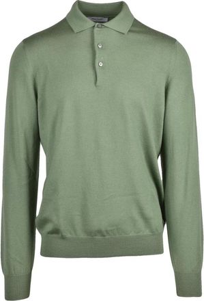 Gran Sasso Polo van gebreide stof - Heren - Ronde hals truien - Groen - 3XL - Wol - Truien & Vesten