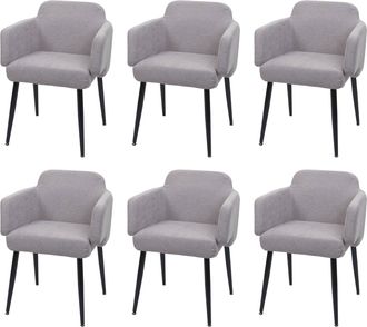 Hhg Hhg - Lote De 6 Sillas De Comedor 073, Silla Tapizada Silla De Cocina Con Reposabrazos, Tela/textil Metal Mvg, Gris